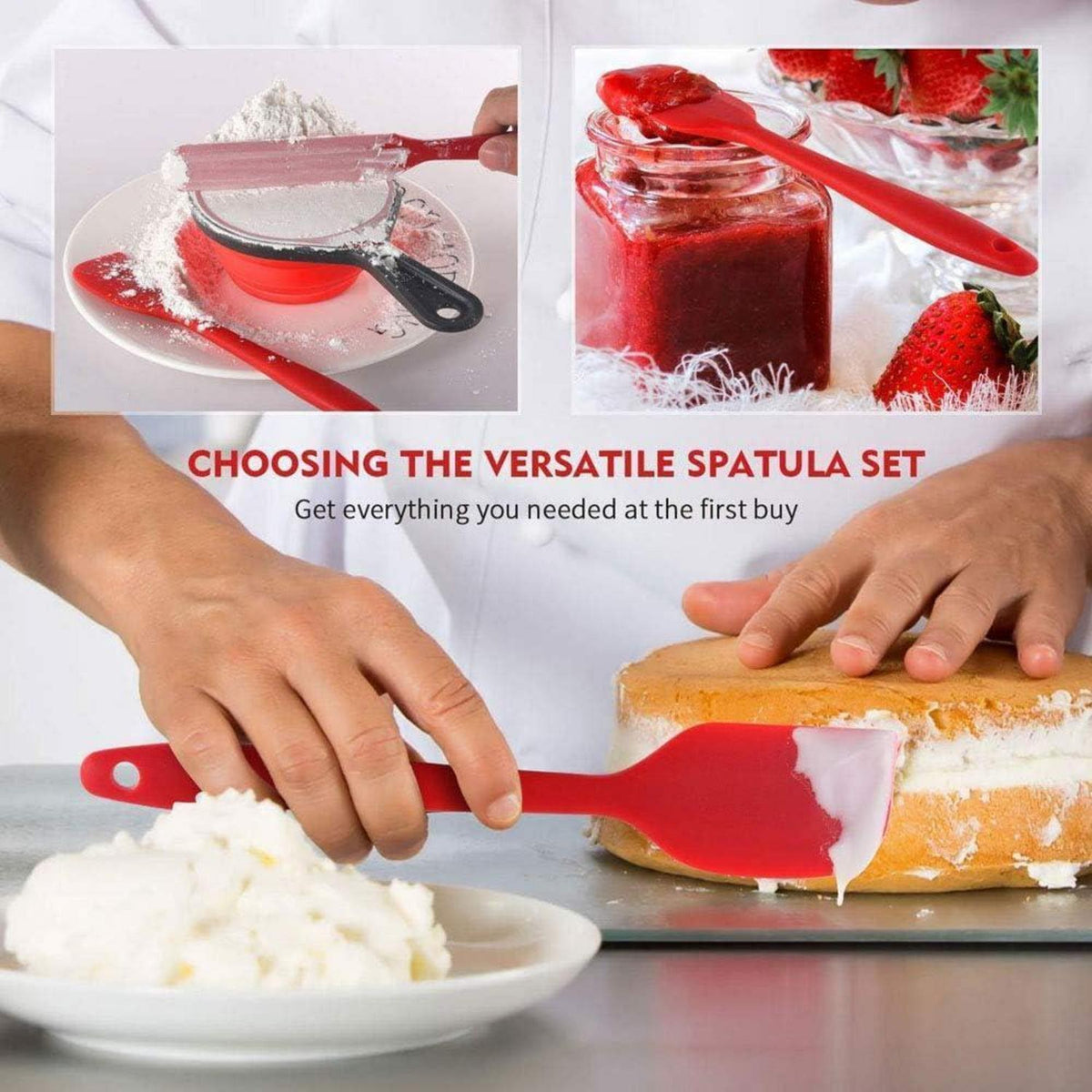 Silikon Spatel Set 6-teilig - Rot, Antihaft & Hitzebeständig
