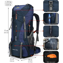 70L Campingrucksack Trekking Wanderrucksack mit Regenschutz