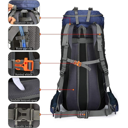 70L Campingrucksack Trekking Wanderrucksack mit Regenschutz