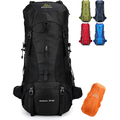 70L Campingrucksack Trekkingrucksack Wasserdicht Schwarz