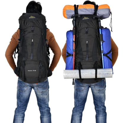 70L Campingrucksack Trekkingrucksack Wasserdicht Schwarz