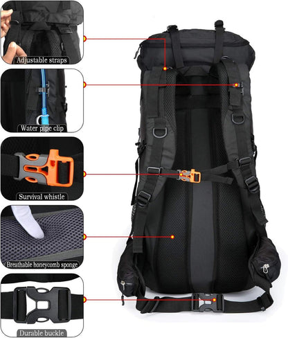 Großer 70L Campingrucksack für Trekking und Wandern