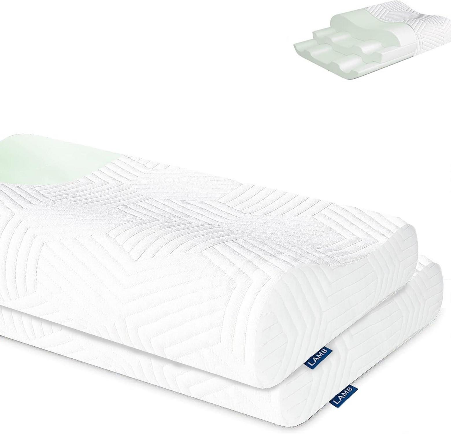 Memory Foam Nackenstützkissen Höhenverstellbar Abnehmbarer Bezug Blau