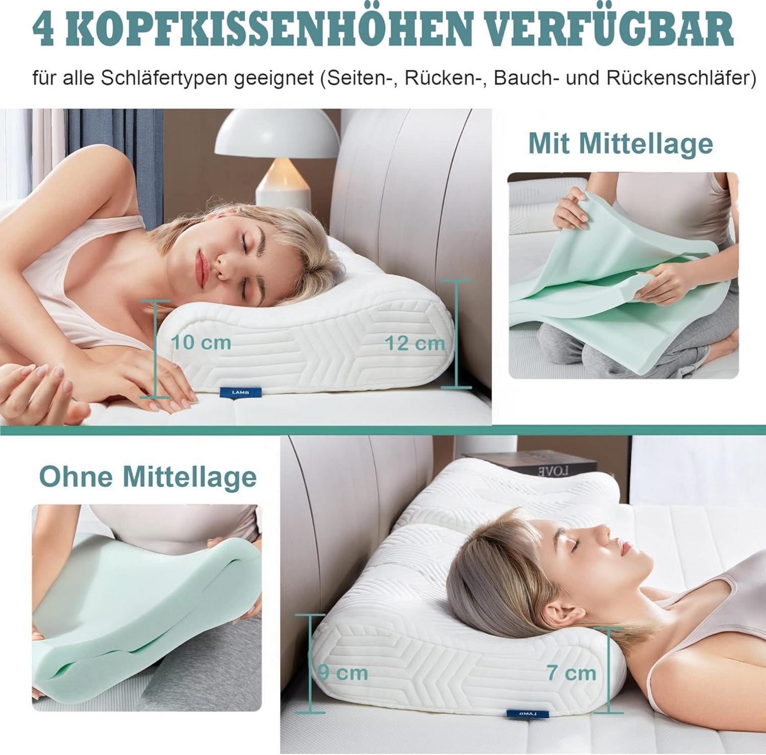 Höhenverstellbares Memory Foam Nackenstützkissen für