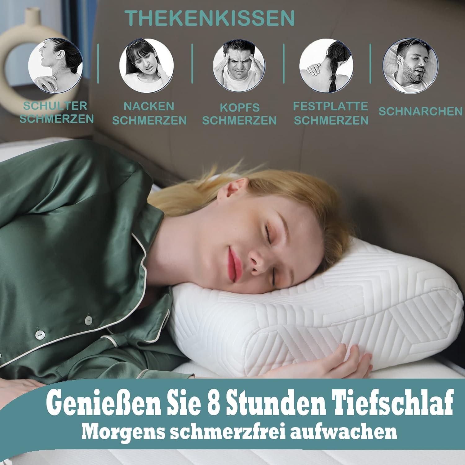 Höhenverstellbares Memory Foam Nackenstützkissen 2er Pack Blau 60x36cm