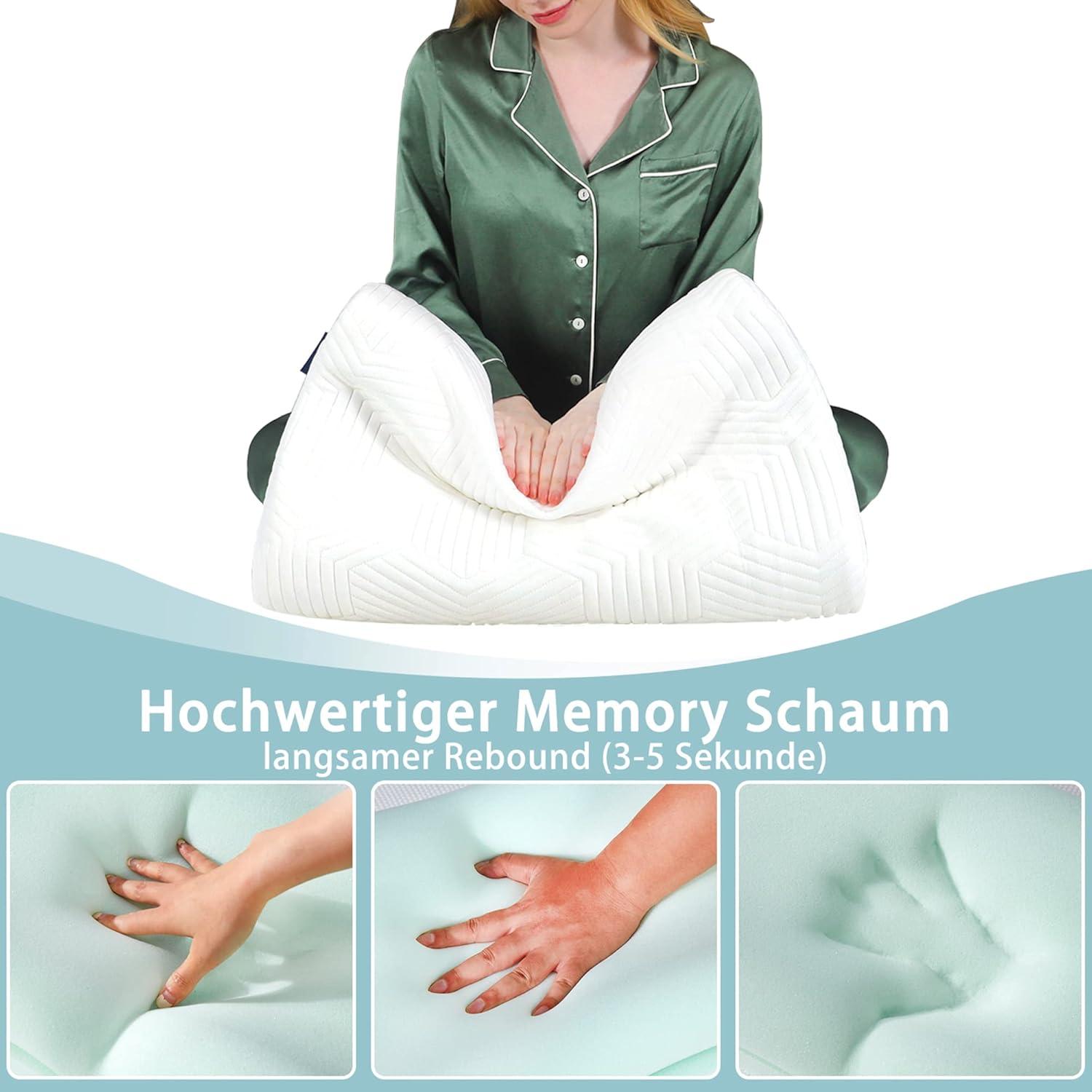 Höhenverstellbares Memory Foam Nackenstützkissen 50D Dichte - 2er Pack