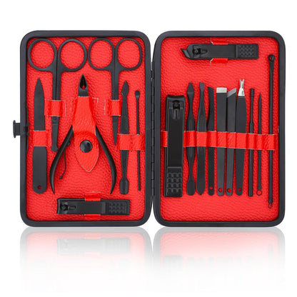 18-teiliges Edelstahl Nagelpflege-Set mit Etui - professionelles
