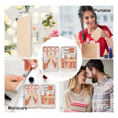 Maniküre Nagelset Männer Edelstahl Fußpflege Pediküre Nail Kit Roségold