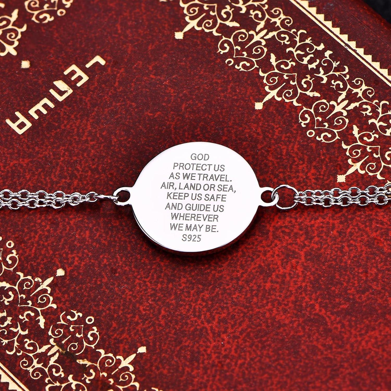 Heiliger Christophorus 925 Sterling Silber Armband Antik Religiöser