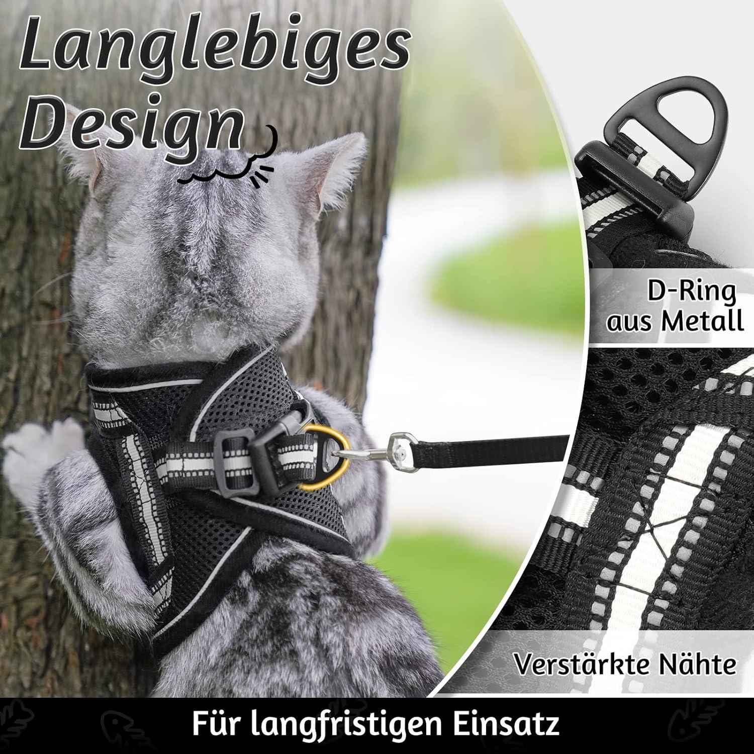 rabbitgoo Katzengeschirr Leine Ausbruchsicher Verstellbar Kätzchenweste S