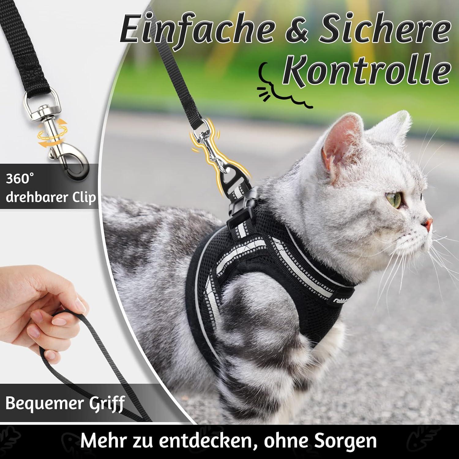 Katzengeschirr mit Leine Ausbruchsicher Verstellbar Kätzchenweste
