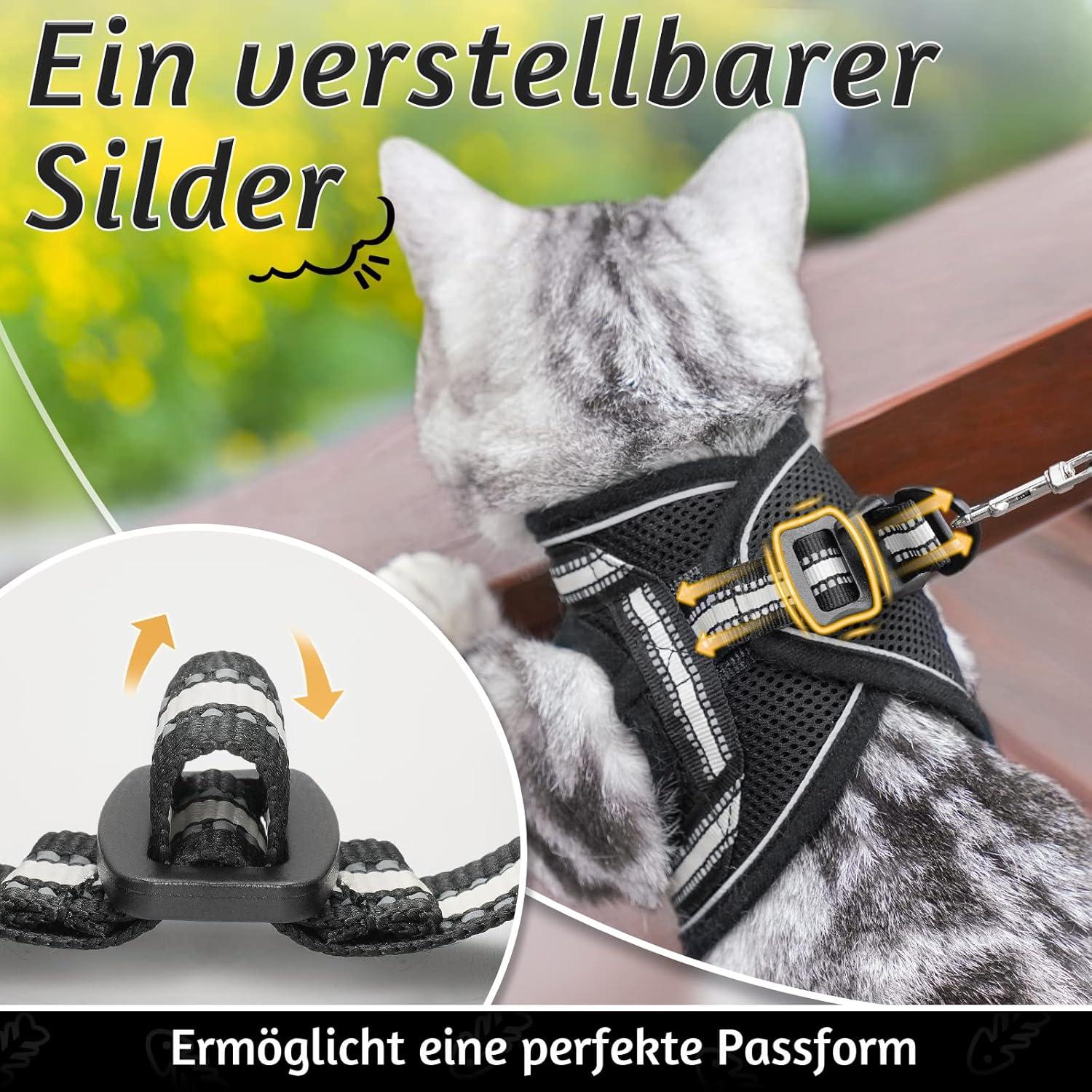rabbitgoo Katzengeschirr Leine Ausbruchsicher Verstellbar Kätzchenweste S