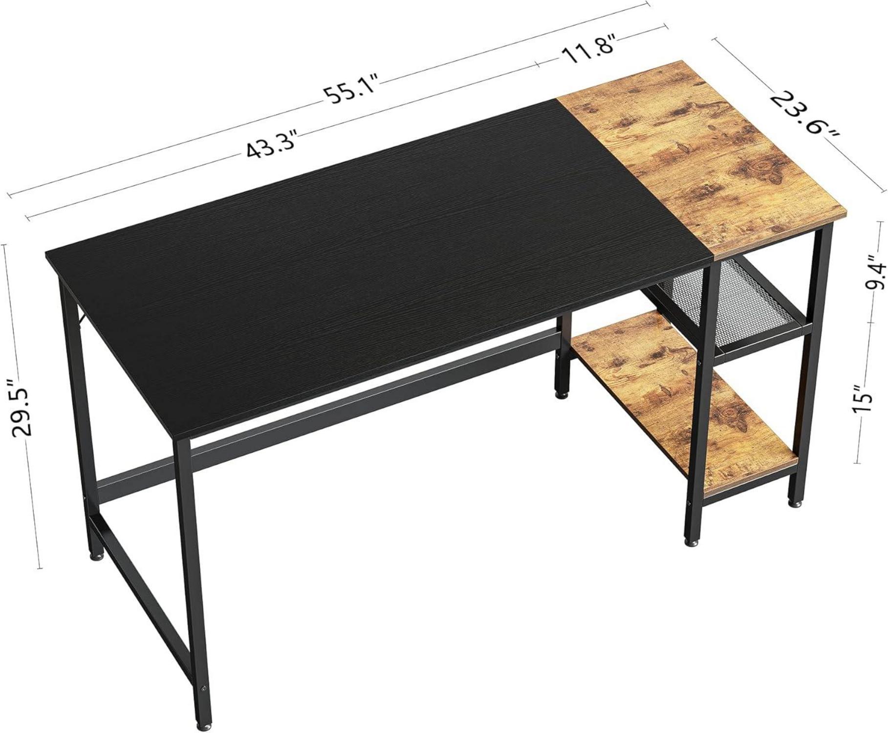 Schreibtisch Computertisch 140x60cm Stahlgestell Schwarz Vintagebraun