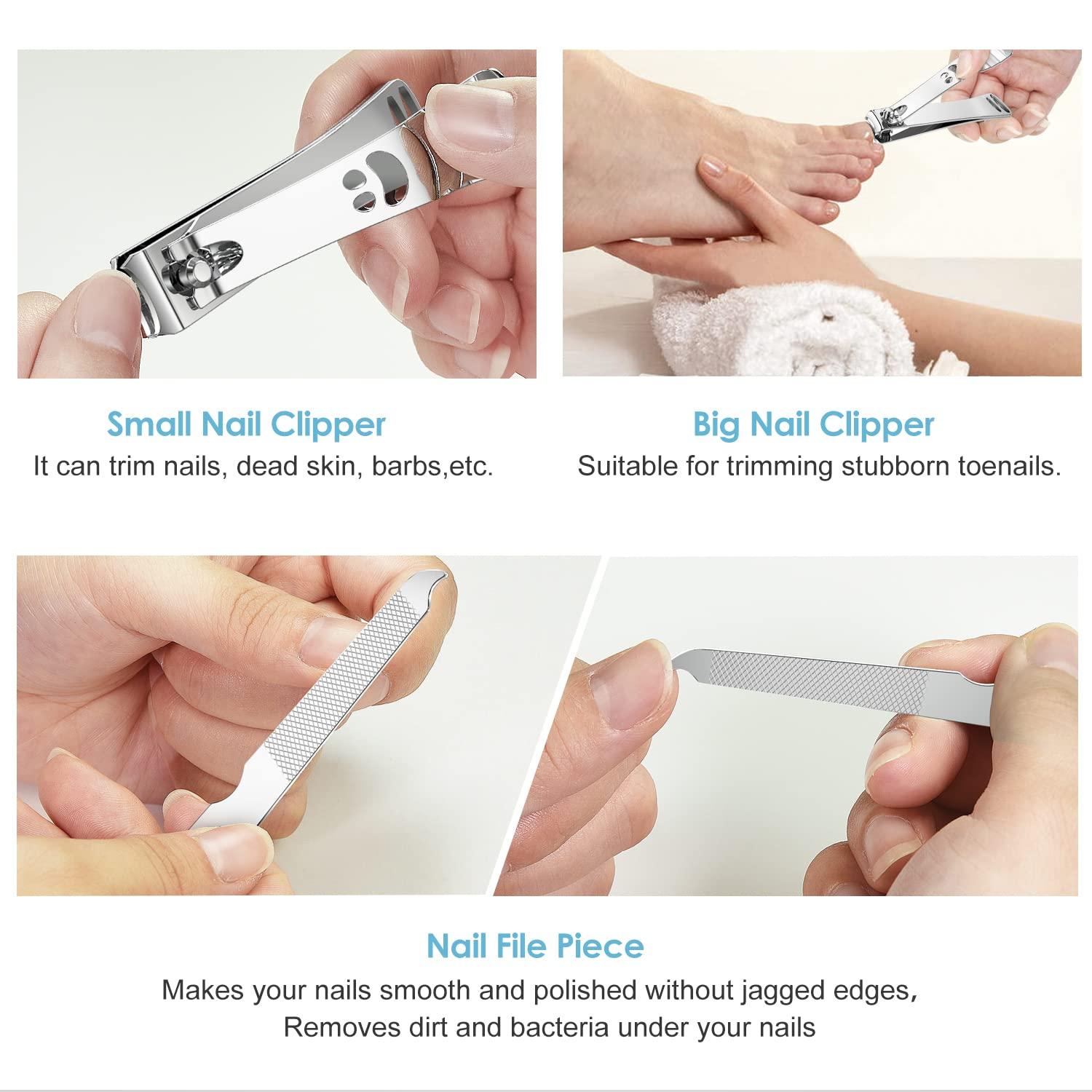 Nagelknipser Set Edelstahl mit Nagelfeile Büchse 2er Pack