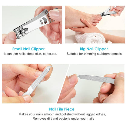 Nagelknipser Set Edelstahl mit Nagelfeile Büchse 2er Pack