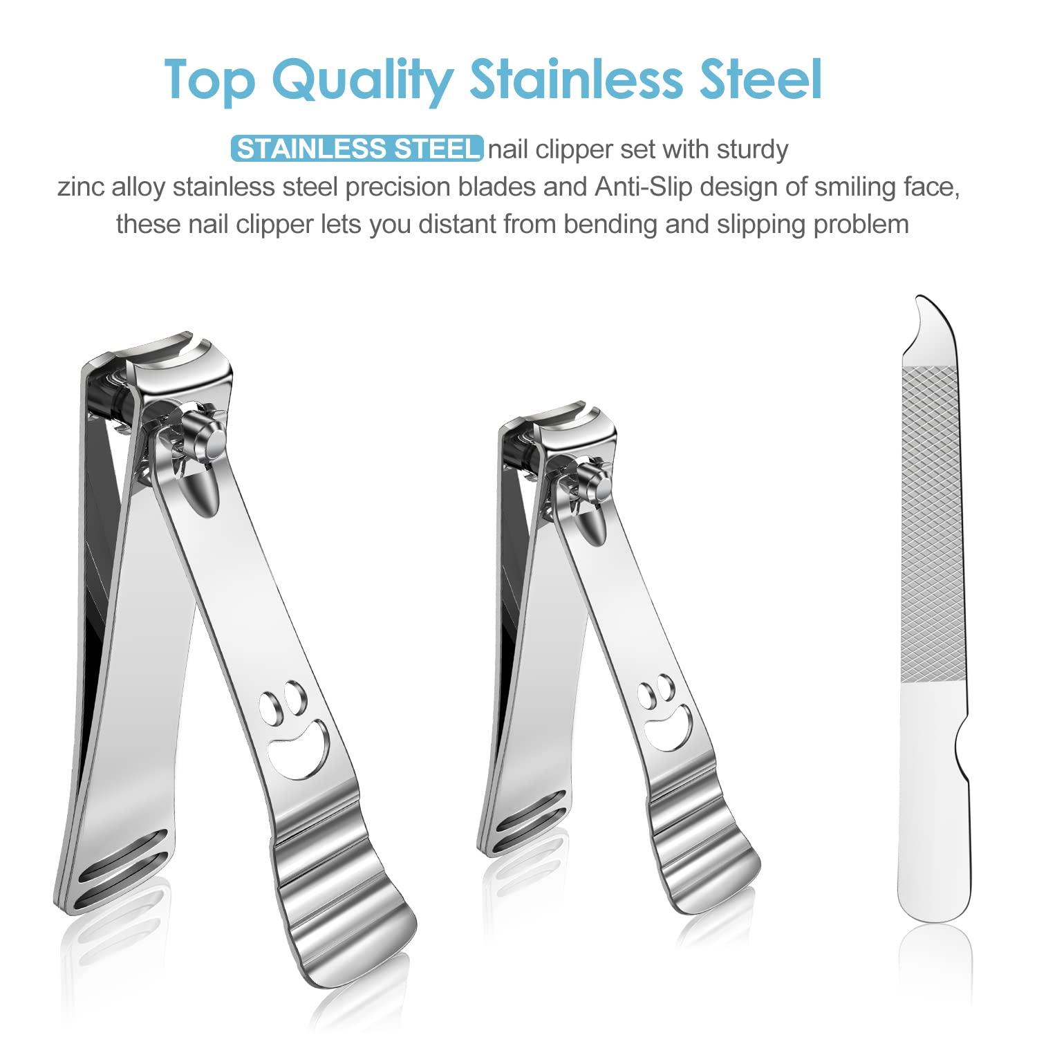 Nagelknipser Set Edelstahl Nail Clipper mit Nagelfeile und Büchse 2er Set