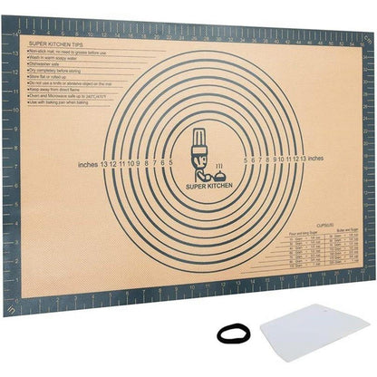 Extra dicke Silikon Backmatte XL mit Teigschneider, 60x40cm Grau