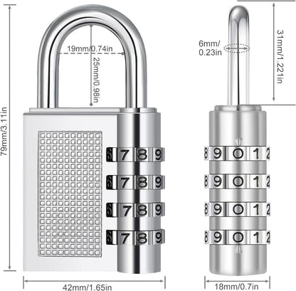 ZHEGE Zahlenschloss 4 Stellig für Fitnessstudio Spind Silber