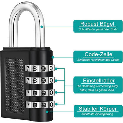 ZHEGE Zahlenschloss 4 stellig für Fitnessstudio und