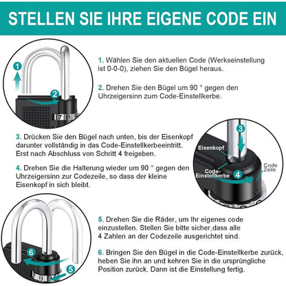 ZHEGE Zahlenschloss 4 stellig für Fitnessstudio und