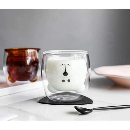Süße Bär Glastasse Kaffeegläser Bärmotiv Isolierglas 250ml