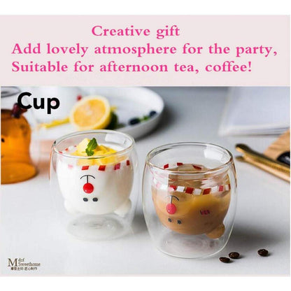 Süße Bär Glastasse Kaffeegläser Bärmotiv Isolierglas 250ml