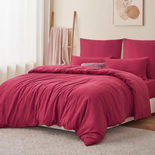 Bettwäsche 220x240 3teilig Rot - Mikrofaser Set mit