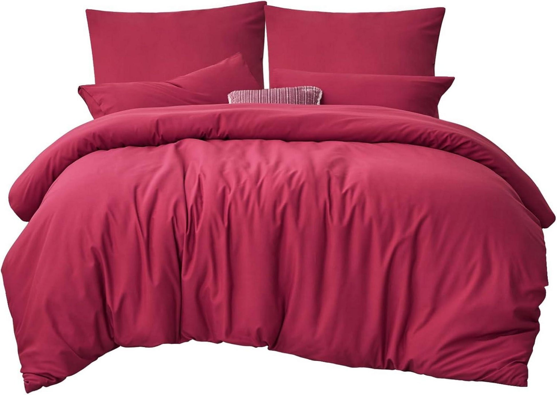 Bettwäsche Set 200x200 cm Rot Mikrofaser Kissenbezüge Reißverschluss