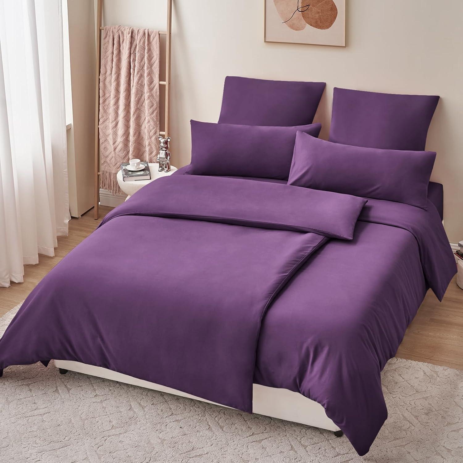 Bettwäsche 135x200 lila 4-teilig Microfaser Reißverschluss