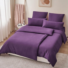 Bettwäsche 135x200 lila 4-teilig Microfaser Reißverschluss