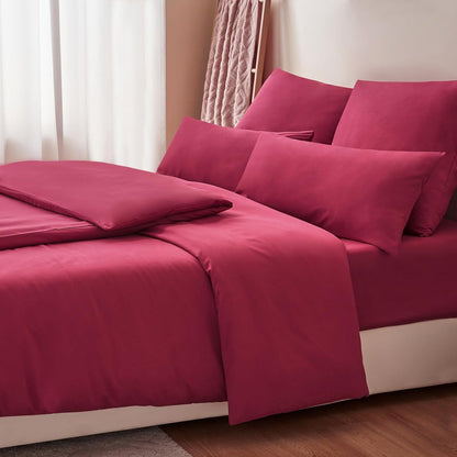 Bettwäsche 135x200cm Set Rot Mikrofaser Weich Bügelfrei