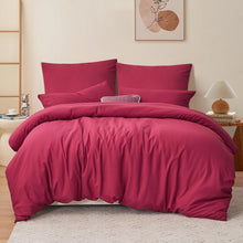 Bettwäsche 200x220 3-teilig Rot Mikrofaser Weich bügelfrei