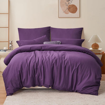 Bettwäsche Set 200x220 Lila Mikrofaser Weich & Bügelfrei
