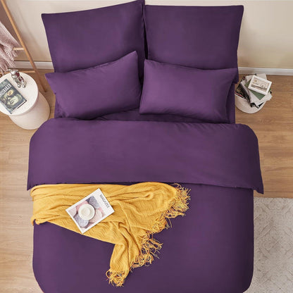 Bettwäsche Set 200x220 Lila Mikrofaser Weich & Bügelfrei