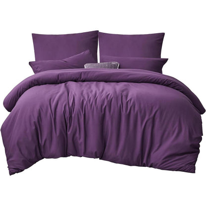 Bettwäsche Set 200x220 Lila Mikrofaser Weich & Bügelfrei