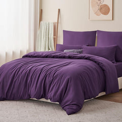 Bettwäsche Set 200x220 Lila Mikrofaser Weich & Bügelfrei