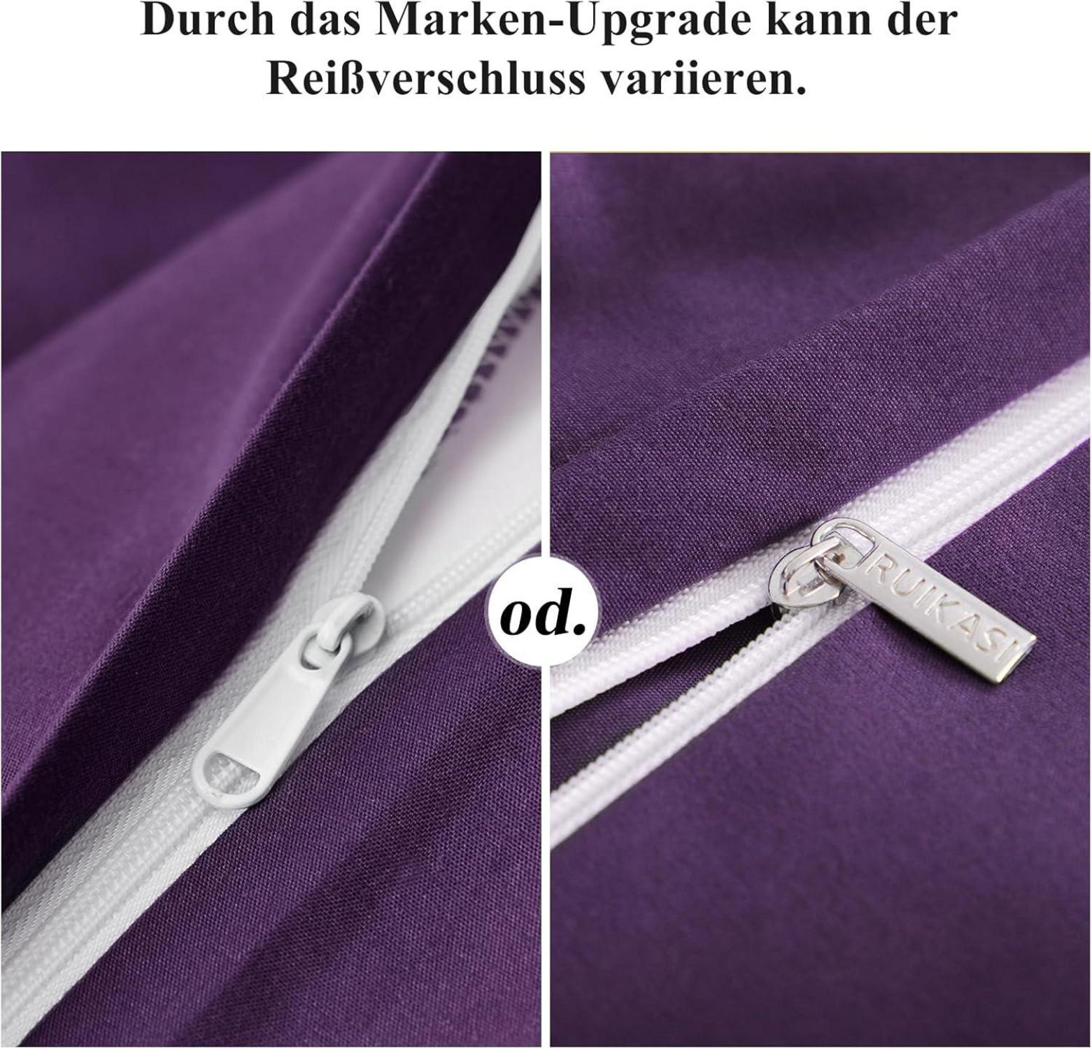 Bettwäsche 200x220 Lila 3teilig Mikrofaser Reißverschluss Weich