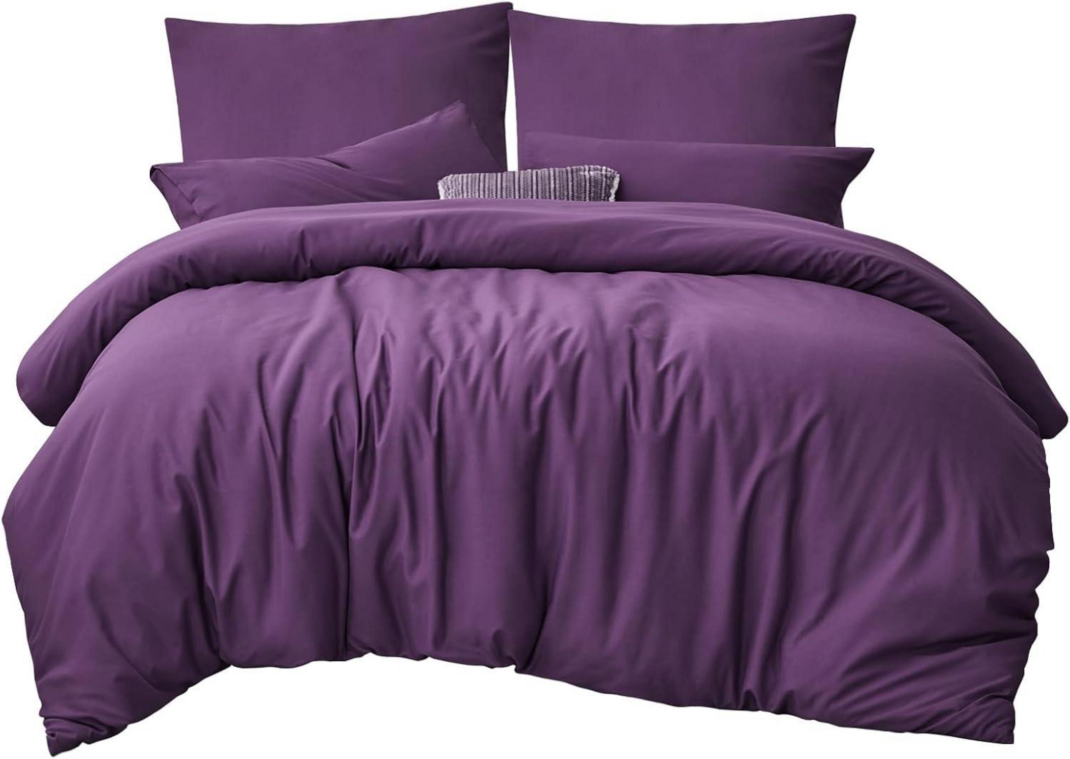 Bettwäsche 200x220 Lila Set - 3-teilig Mikrofaser Reißverschluss