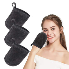 Make-Up Entferner Handschuh Mikrofaser 3er Set Schwarz 13cm
