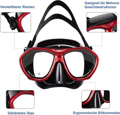 Dorlle Schnorchelset Taucherbrille Dry Schnorchel Anti-Fog-Glas