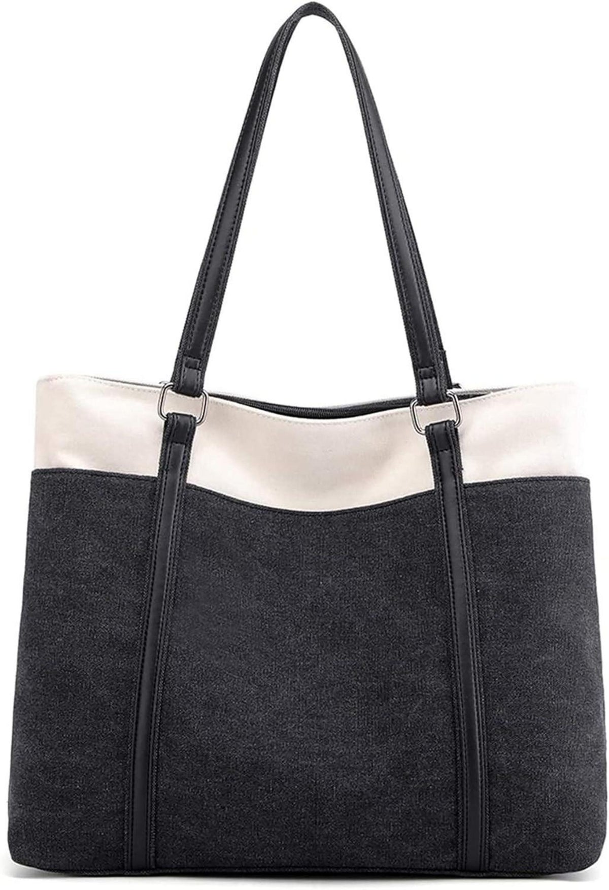Damen Handtasche Schultertasche Canvas Shopper Groß Schwarz