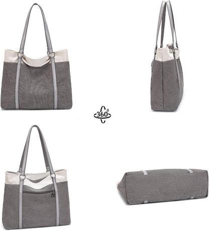 Damen Handtasche Schultertasche Canvas Groß Shopper Büro Schule Arbeit