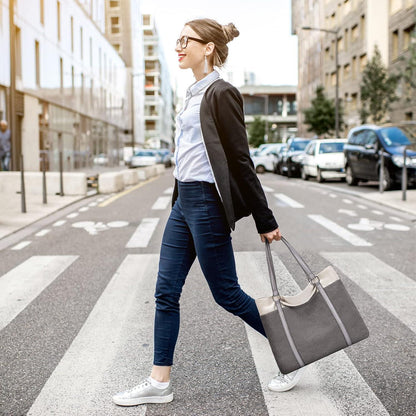 Damen Handtasche Schultertasche Canvas Groß Shopper Büro Schule Arbeit