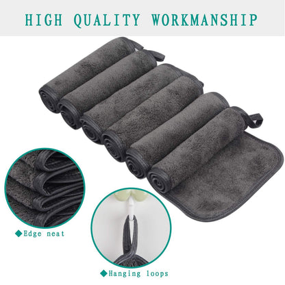 Make-up Entferner Tuch 6er Pack 15x30cm Dunkelgrau - Waschbar & Wiederverwendbar