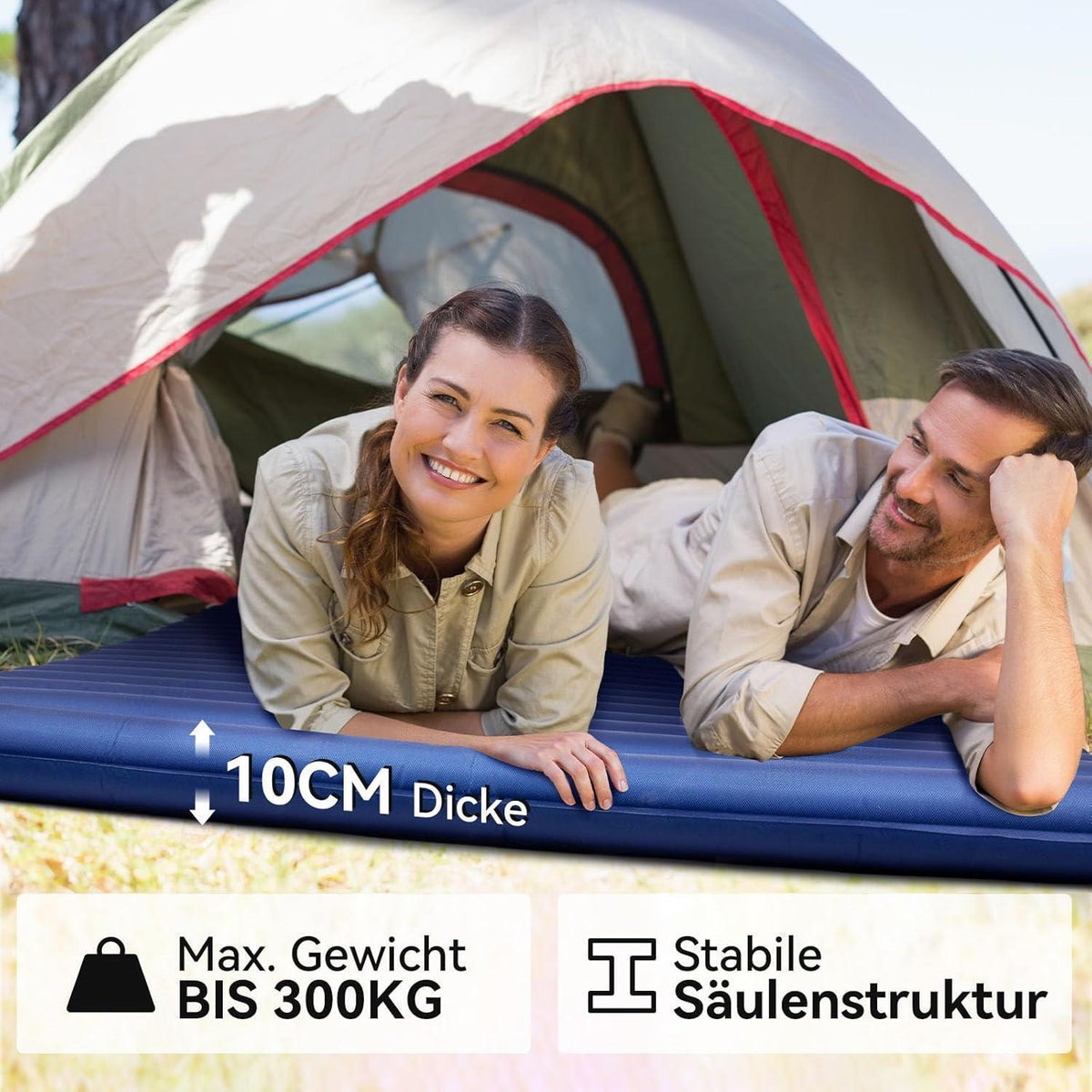 Aufblasbare Doppel Isomatte Ultraleicht 140x200cm Navyblau