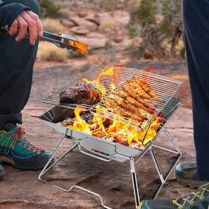Odoland BBQ Feuerstelle 304 Edelstahl Tragbarer Campinggrill