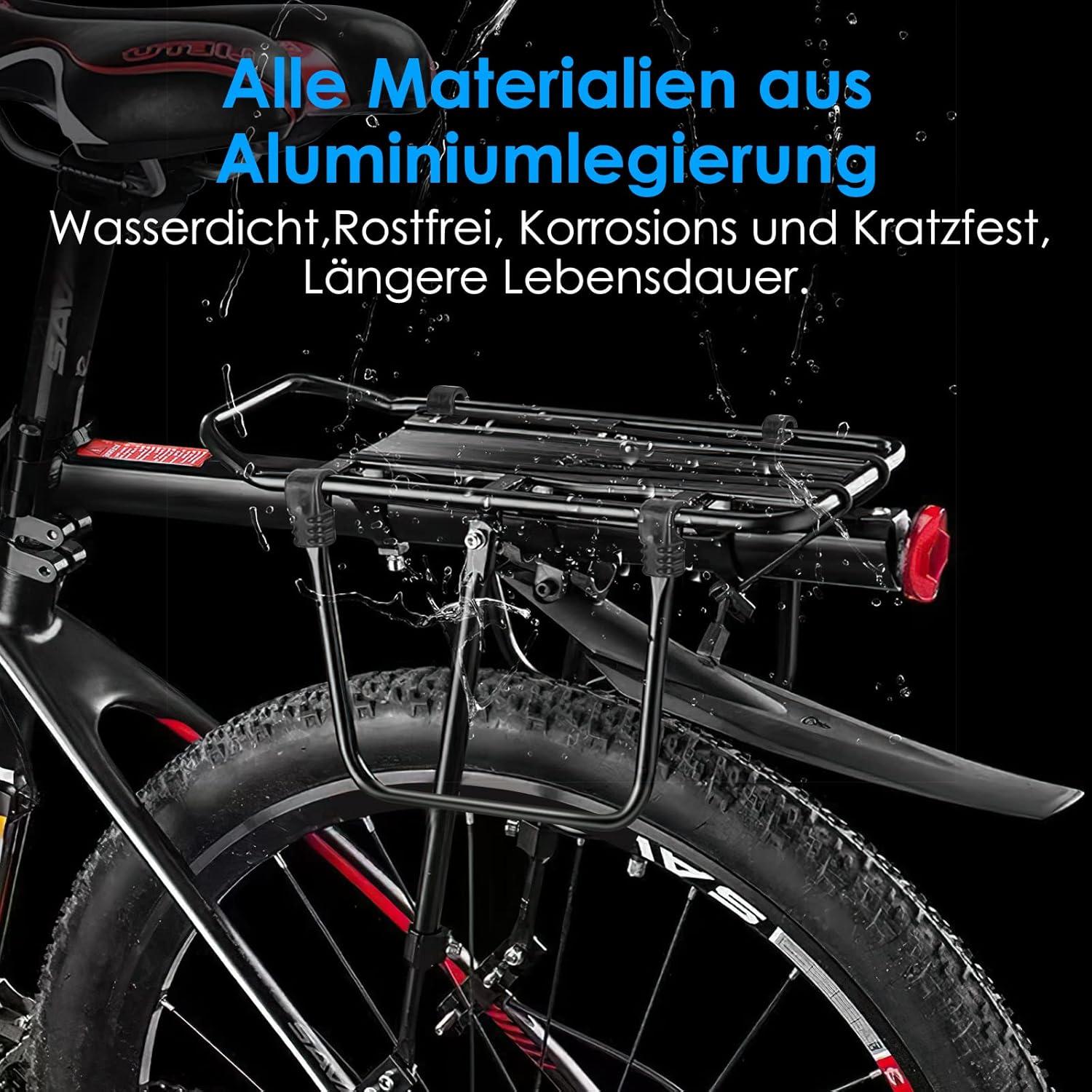 Fahrrad Gepäckträger Set 100kg Tragfähigkeit 24-29 Zoll Alu