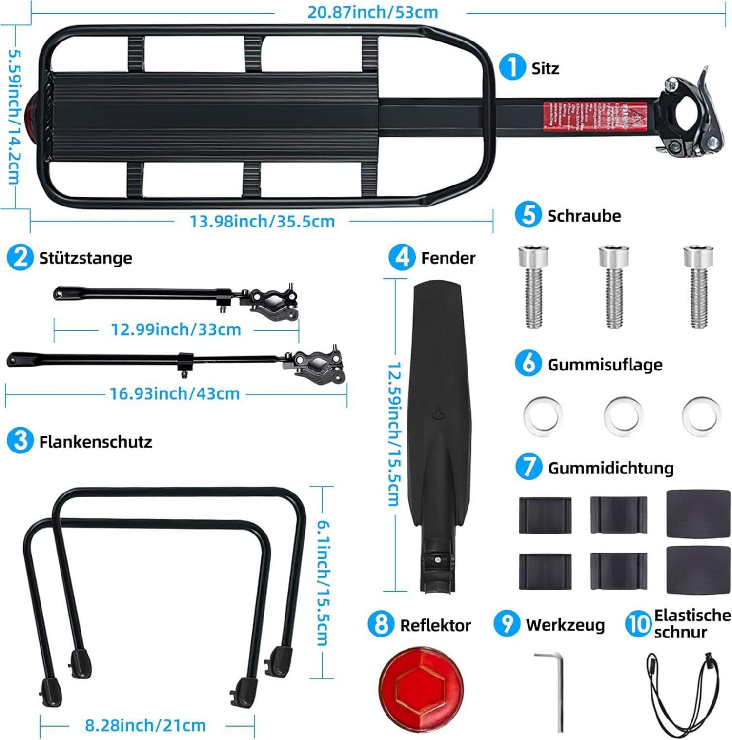 Fahrrad Gepäckträger Set Einstellbare Universal Aluminiumlegierung