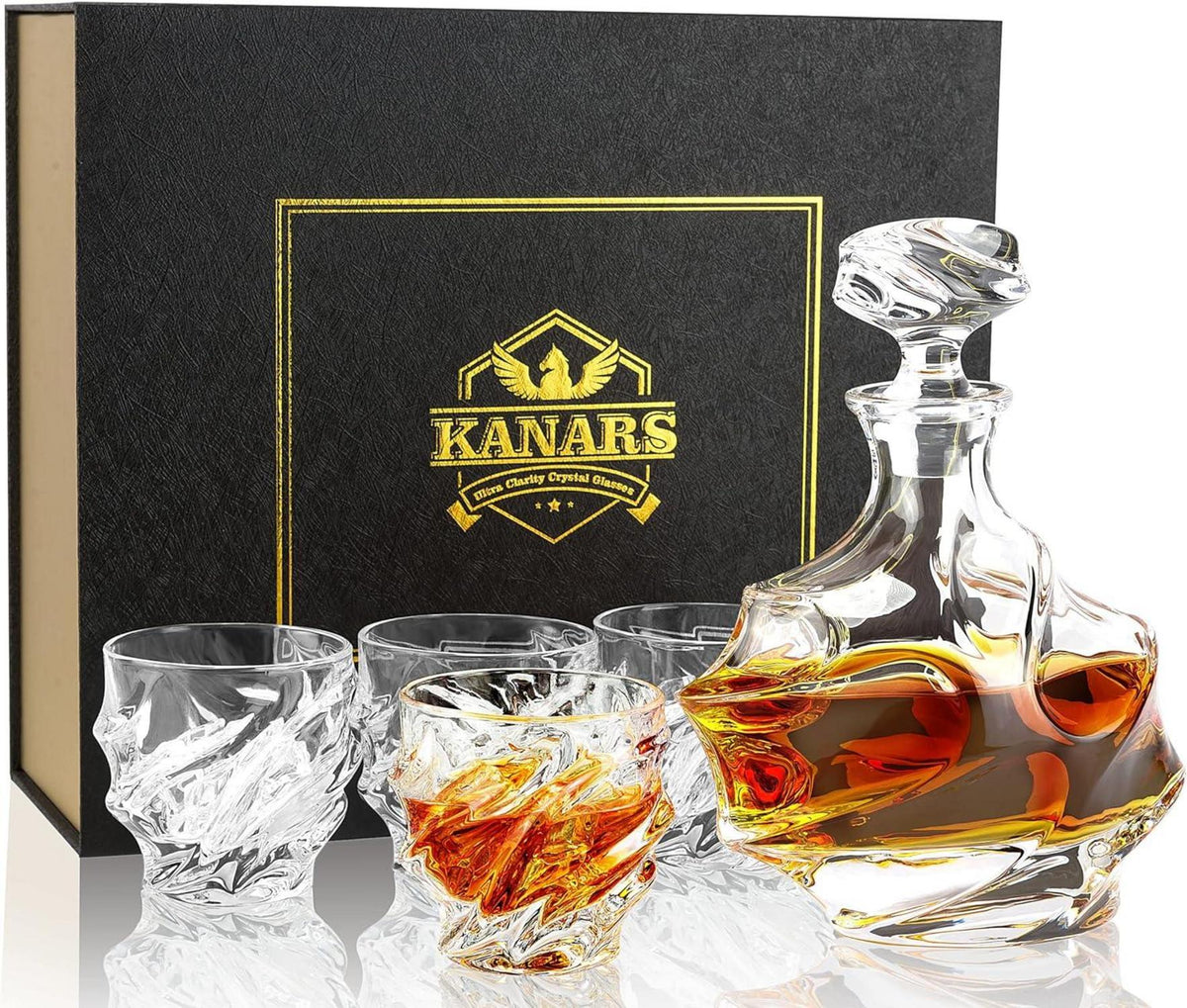 Whisky Karaffe Set 5-teilig Kristallglas Geschenk