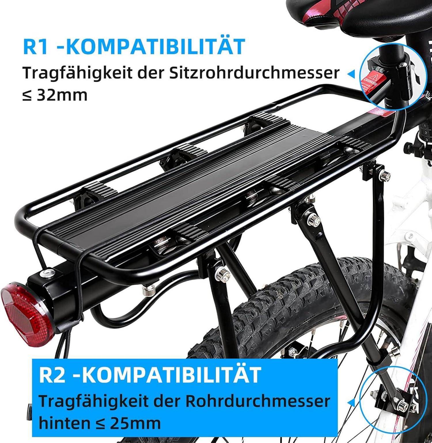 Fahrrad Gepäckträger Set für Mountainbikes 24-29 Zoll, Aluminiumlegierung, mit Reflektor & Schnellverschluss